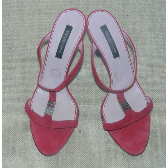 Sergio Rossi Heels  Size 37 US 7 Burgundy Suede Strappy‎ High Heels Sandals - Picture 1 of 12